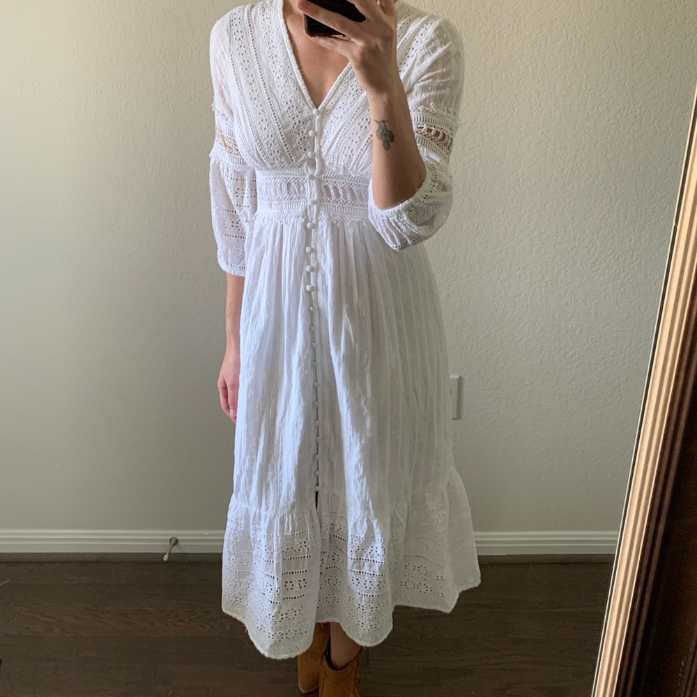 NEW! Anthropologie Ebba Eyelet white midi dress - Picture 9 of 10